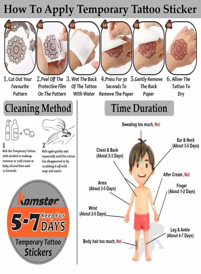 Komstec Mandala Design Mehndi Sticker For Women, Girls & Bride - Image 4